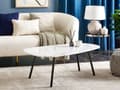 Miniatyrbillede 2 af 7: Sofabord Hvid med Sort MDF Jern 110 x 60 cm Metalben Moderne Stue