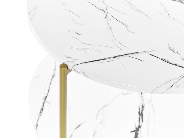 Sofabord Hvid med guld MDF jern ⌀ 50 cm med hylde Metalben Moderne Glam Stue