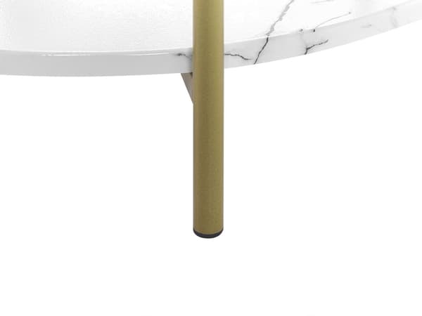 Sofabord Hvid med guld MDF jern ⌀ 50 cm med hylde Metalben Moderne Glam Stue