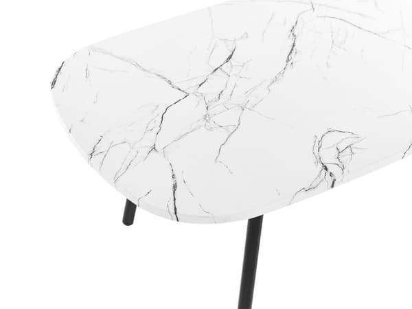 Sohvapöytä valkoinen musta 110 x 40 x 35 cm MDF rauta marmorikuvio ovaali moderni glamour