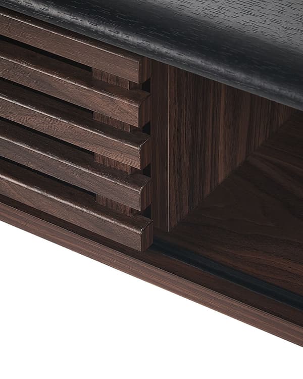 Sidobord Mörk Träfinish 80 x 40 x 80 cm Rustik Skjutdörrar Byrå