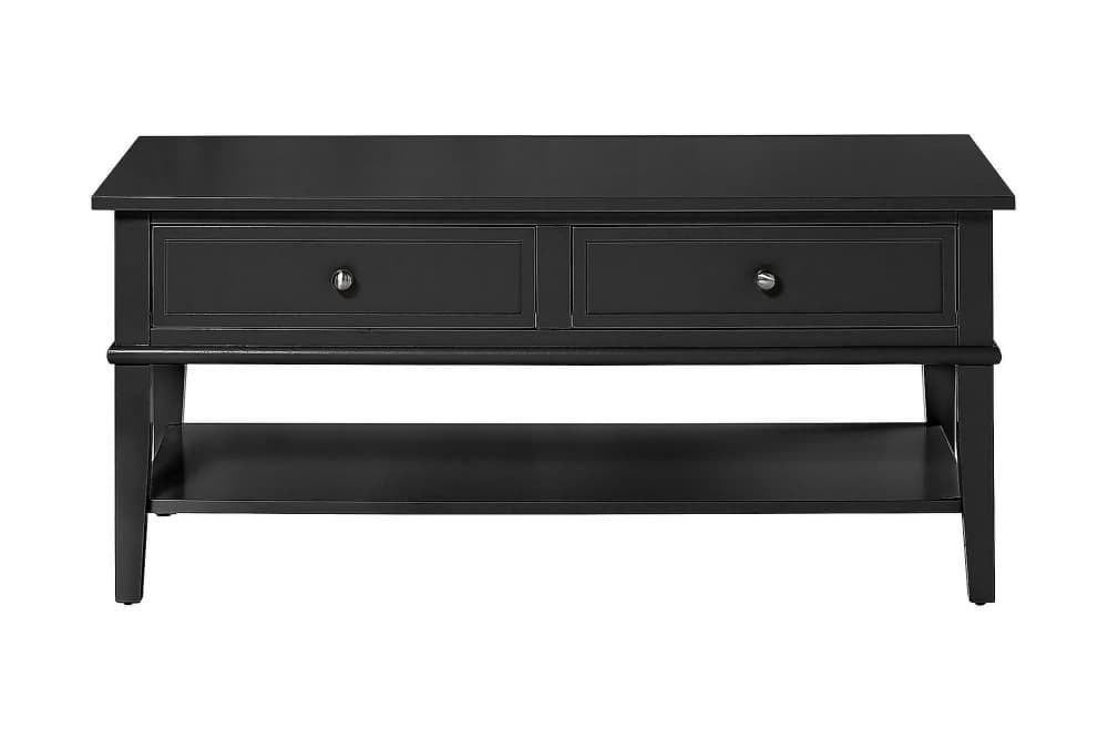 FRANKLIN Soffbord 105 cm med Förvaring Hylla + 2 Lådor Svart