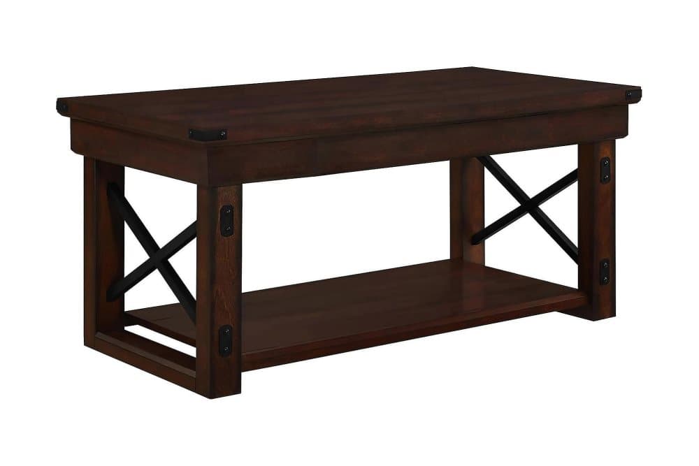 WILDWOOD Soffbord 112 cm med Förvaring Hylla Espresso