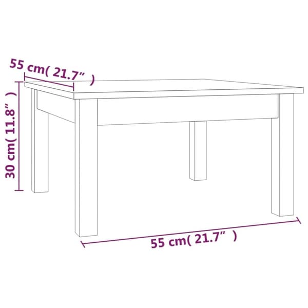 vidaXL Salongbord svart 55x55x30 cm heltre furu