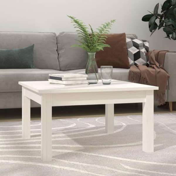 vidaXL Soffbord vit 55x55x30 cm massiv furu