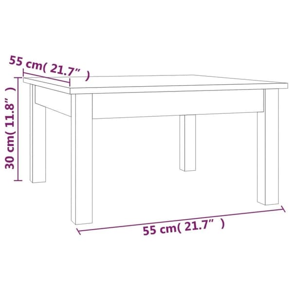 vidaXL Soffbord vit 55x55x30 cm massiv furu