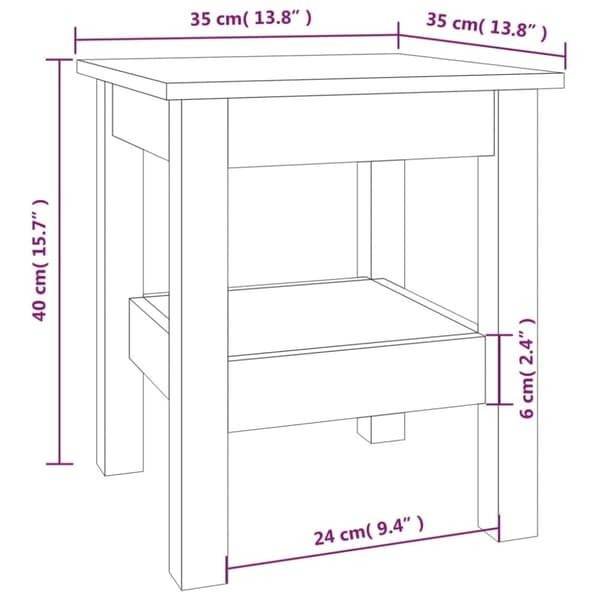 vidaXL Soffbord 35x35x40 cm massivt furu