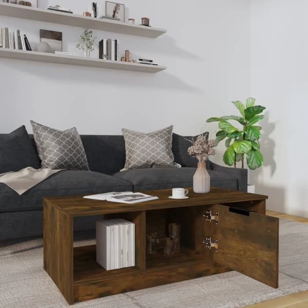 vidaXL Soffbord rökfärgad ek 102x50x36 cm konstruerat trä
