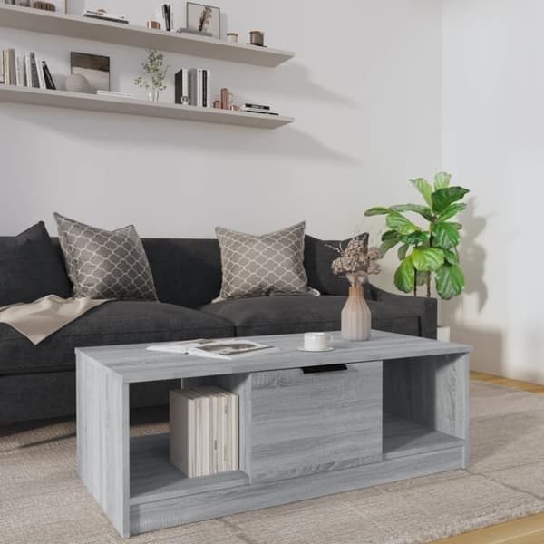 vidaXL Soffbord grå sonoma-ek 102x50x36 cm konstruerat trä