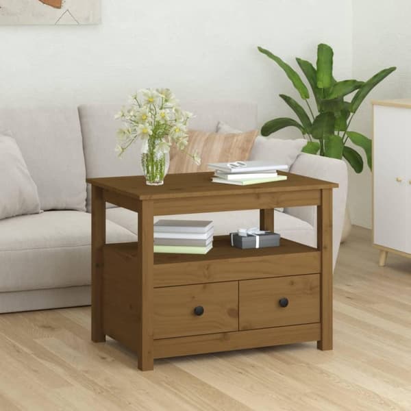 vidaXL Salongbord honningbrun 71x49x55 cm heltre furu