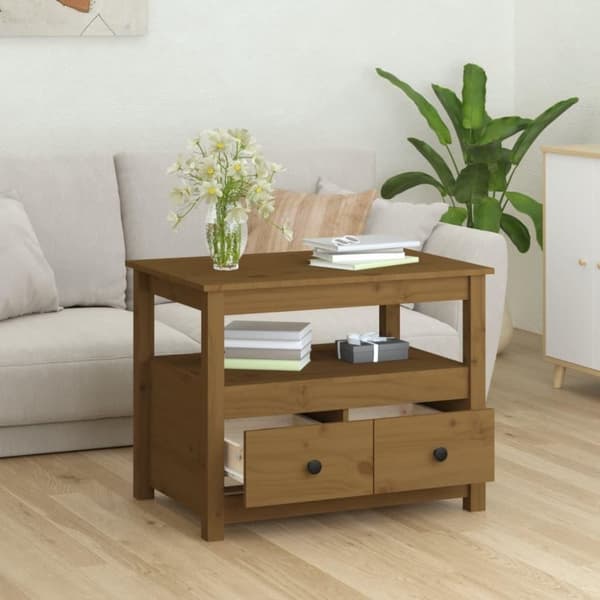 vidaXL Salongbord honningbrun 71x49x55 cm heltre furu
