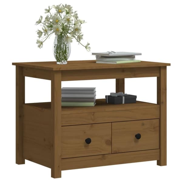 vidaXL Salongbord honningbrun 71x49x55 cm heltre furu