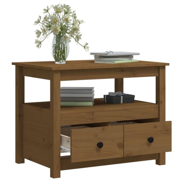 vidaXL Salongbord honningbrun 71x49x55 cm heltre furu