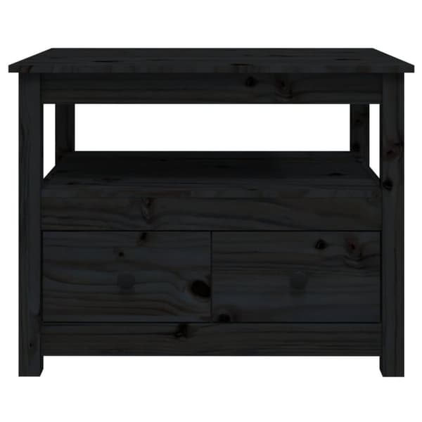 vidaXL Soffbord svart 71x49x55 cm massiv furu