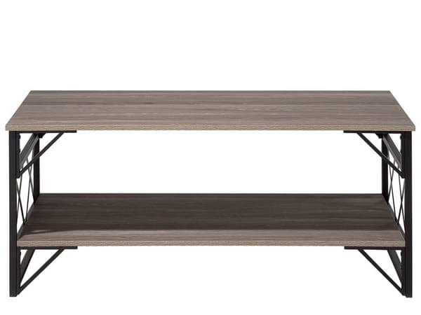 Salongbord Taupe Treplate Svart Metallramme Hylle 120 x 60 cm Industriell Stil Sponplater Stue