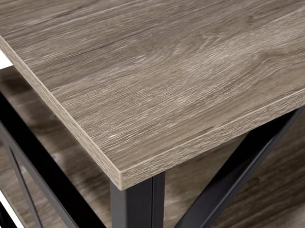 Salongbord Taupe Treplate Svart Metallramme Hylle 120 x 60 cm Industriell Stil Sponplater Stue
