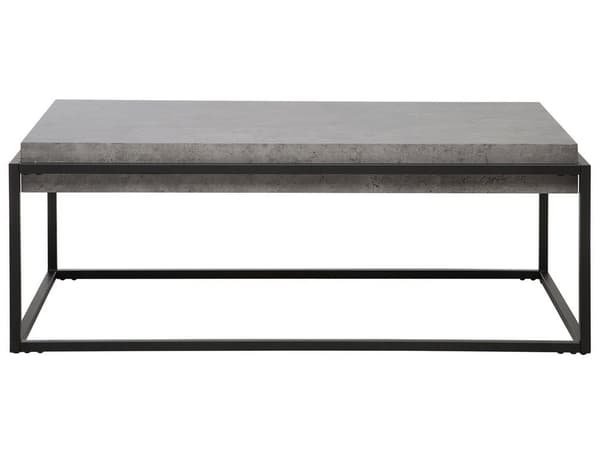 Sofabord Grå Betongeffekt Topp Svart Metallramme 115 x 64 cm Rektangulær Industriell