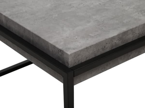 Sofabord Grå Betongeffekt Topp Svart Metallramme 115 x 64 cm Rektangulær Industriell