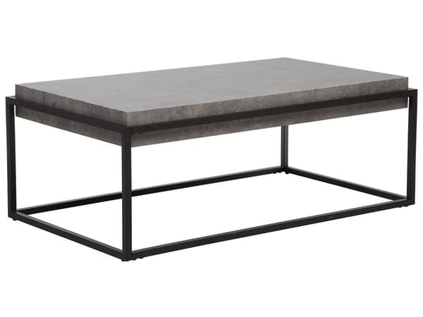 Sofabord Grå Betongeffekt Topp Svart Metallramme 115 x 64 cm Rektangulær Industriell