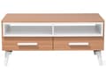 Miniatyrbilde 4 av 9: Sofabord Lyst tre med 2 Hvite Skuffer Hyller 100 x 60 cm Skandinavisk Stil