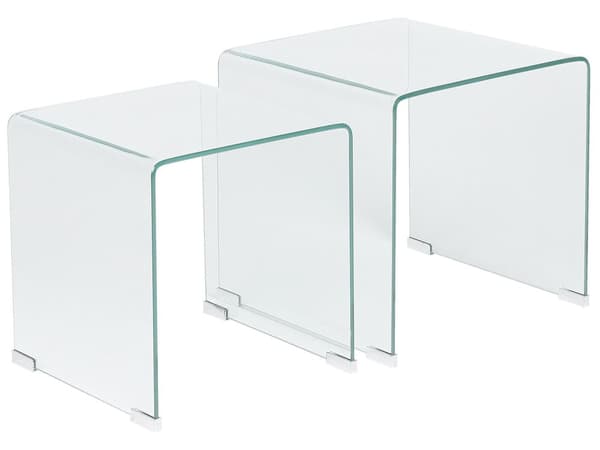 Reir med 2 Sidebord Gjennomsiktig Glass Rektangulært Minimalistisk