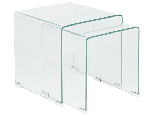 Reir med 2 Sidebord Gjennomsiktig Glass Rektangulært Minimalistisk