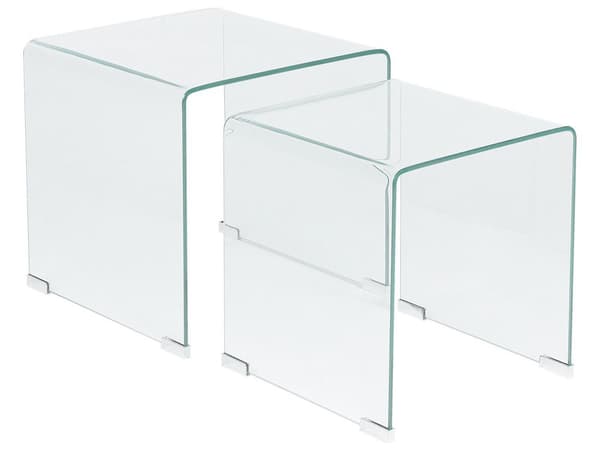 Reir med 2 Sidebord Gjennomsiktig Glass Rektangulært Minimalistisk