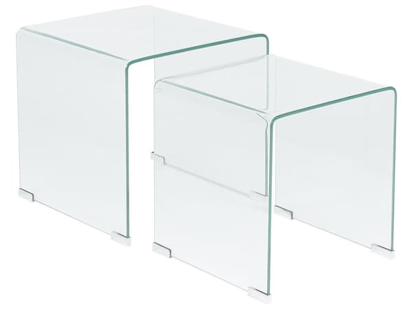 Reir med 2 Sidebord Gjennomsiktig Glass Rektangulært Minimalistisk