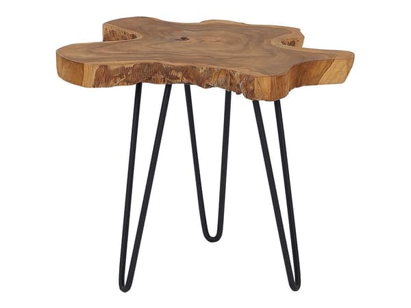 Sett med 2 Sidebord Mørkebrun Svart Tre Metall Håndlaget Bordplate Moderne