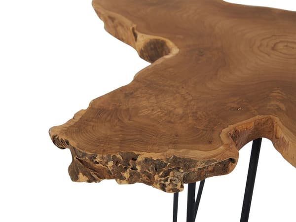 Sett med 2 Sidebord Mørkebrun Svart Tre Metall Håndlaget Bordplate Moderne