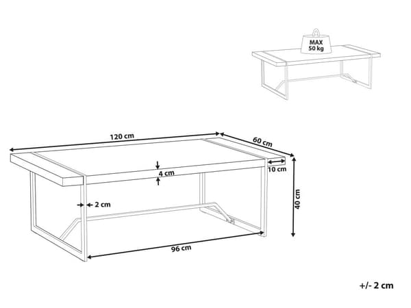 Sofabord Hvit 120 x 60 cm Metallben i Sølv Rektangulær Topplate i Høyglans Moderne Design