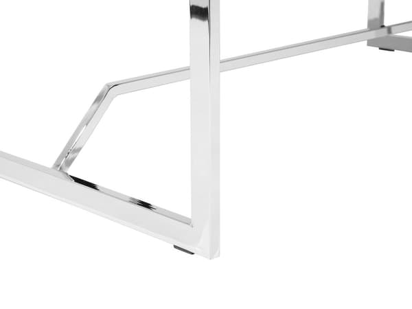 Sofabord Hvit 120 x 60 cm Metallben i Sølv Rektangulær Topplate i Høyglans Moderne Design