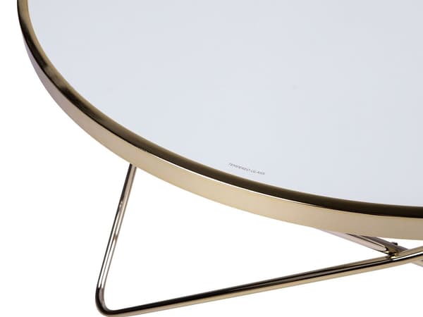Sofabord Hvit Gull Bordplate i herdet glass Metallben ø 80 cm Rund form Moderne og glamorøs stil Salongbord Stue