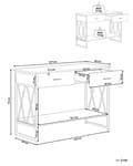 Miniatyrbilde 3 av 11: Sidebord Taupe Tre Svart Metallramme 2 Oppbevaringsskuffer Hylle Sminkebord Industrielt