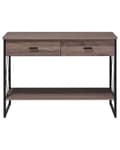 Miniatyrbilde 5 av 11: Sidebord Taupe Tre Svart Metallramme 2 Oppbevaringsskuffer Hylle Sminkebord Industrielt
