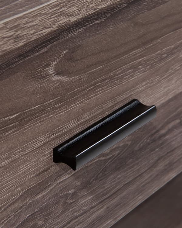 Sidebord Taupe Tre Svart Metallramme 2 Oppbevaringsskuffer Hylle Sminkebord Industrielt