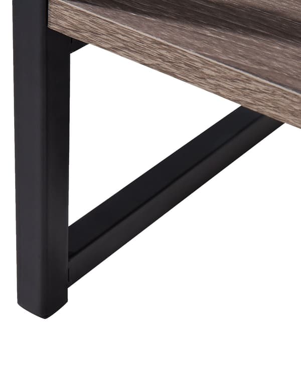 Sidebord Taupe Tre Svart Metallramme 2 Oppbevaringsskuffer Hylle Sminkebord Industrielt