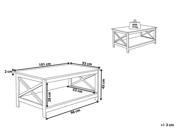 Sofabord Svart 100 x 55 cm 2-lags Rektangulær Bordplate Moderne stil
