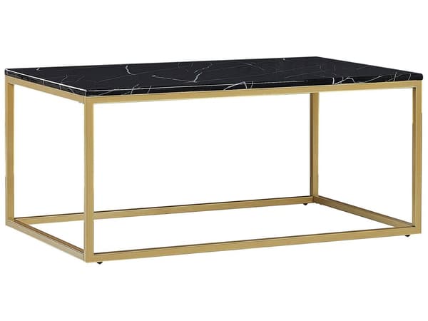 Sofabord Svart Gull Metall 100 x 60 cm Marmoreffekt Glamorøs stil Moderne Innredning Stue