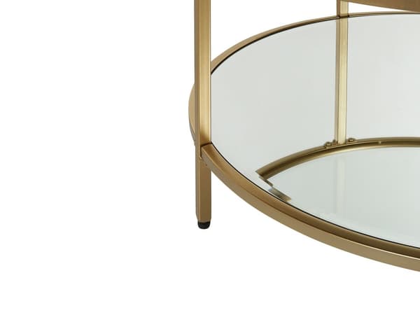 Sofabord Gull Herdet Glass Jern 70 cm Hylle Rund Glam Moderne Stuemøbler