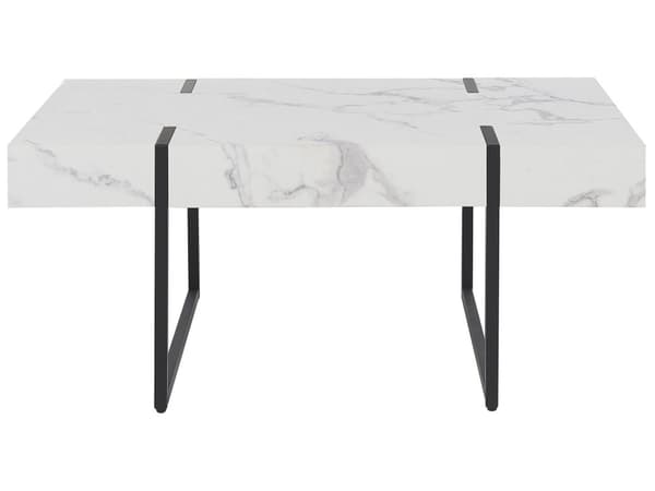 Stuebord Hvit Svart Metall 100 x 60 cm Marmoreffekt Rektangulær Moderne stil
