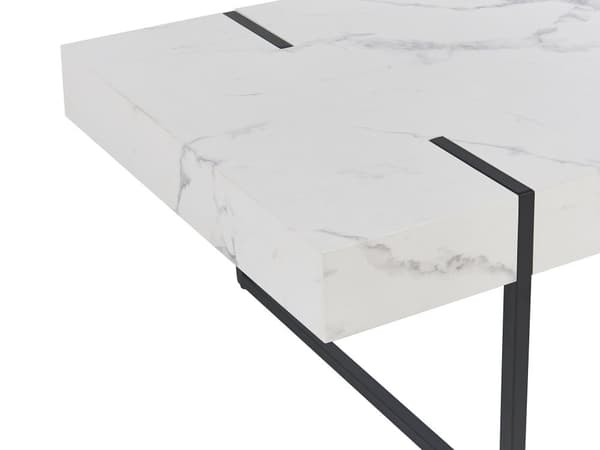 Stuebord Hvit Svart Metall 100 x 60 cm Marmoreffekt Rektangulær Moderne stil