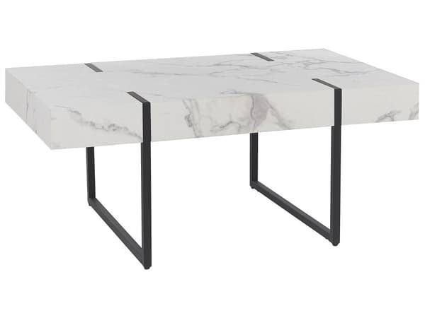 Stuebord Hvit Svart Metall 100 x 60 cm Marmoreffekt Rektangulær Moderne stil