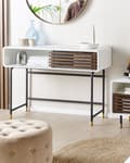 Miniatyrbilde 4 av 9: Konsollbord Hvit Finish 80 x 40 x 110 cm Rustikk Stil Skap Skyvedører