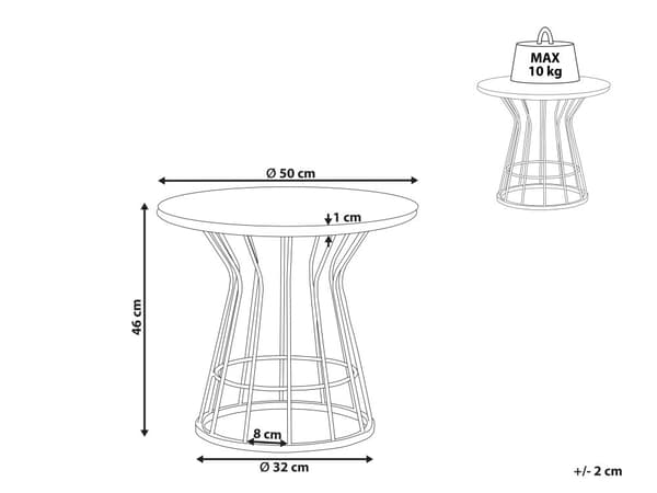 Sofabord Hvit Gull MDF Jern ø 50 cm Bordplate med marmoreffekt Metallbase Glamour Moderne Stue