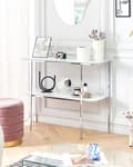 Miniatyrbilde 2 av 8: Konsollbord hvit sølv hedret glass stål marmoreffekt 100 x 33 cm glam stue soverom gang