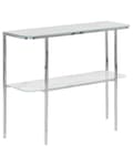 Miniatyrbilde 1 av 8: Konsollbord hvit sølv hedret glass stål marmoreffekt 100 x 33 cm glam stue soverom gang
