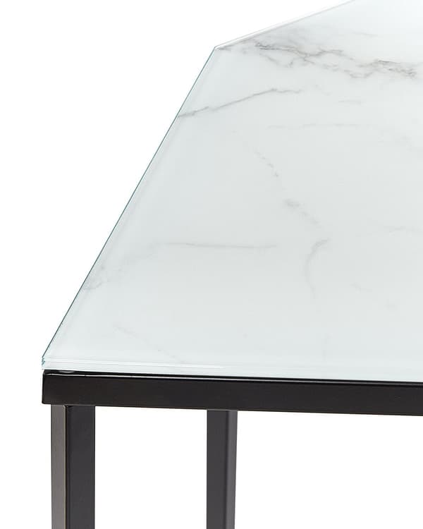 Konsollbord svart hvit hedret glass stål marmoreffekt 120 x 35 cm glam stue gang soverom