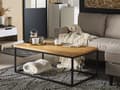 Miniatyrbilde 2 av 9: Sofabord i lyst tre Teak Rektangulær plate Svart metallramme
