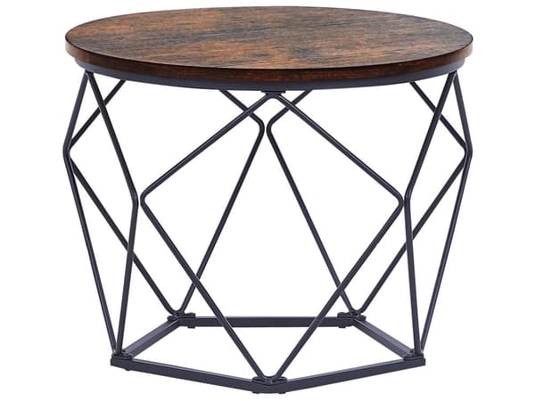 Sett med 2 Kaffebord mørkt tre svart rund moderne industrielle sidebord til stuen stuebord stue